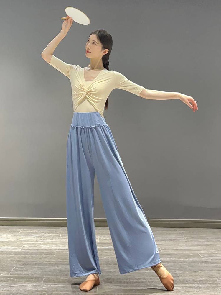 Dance practice clothing Female shape Chinese classical dance modern dance two -piece vest Modal short -sleeved top winter
