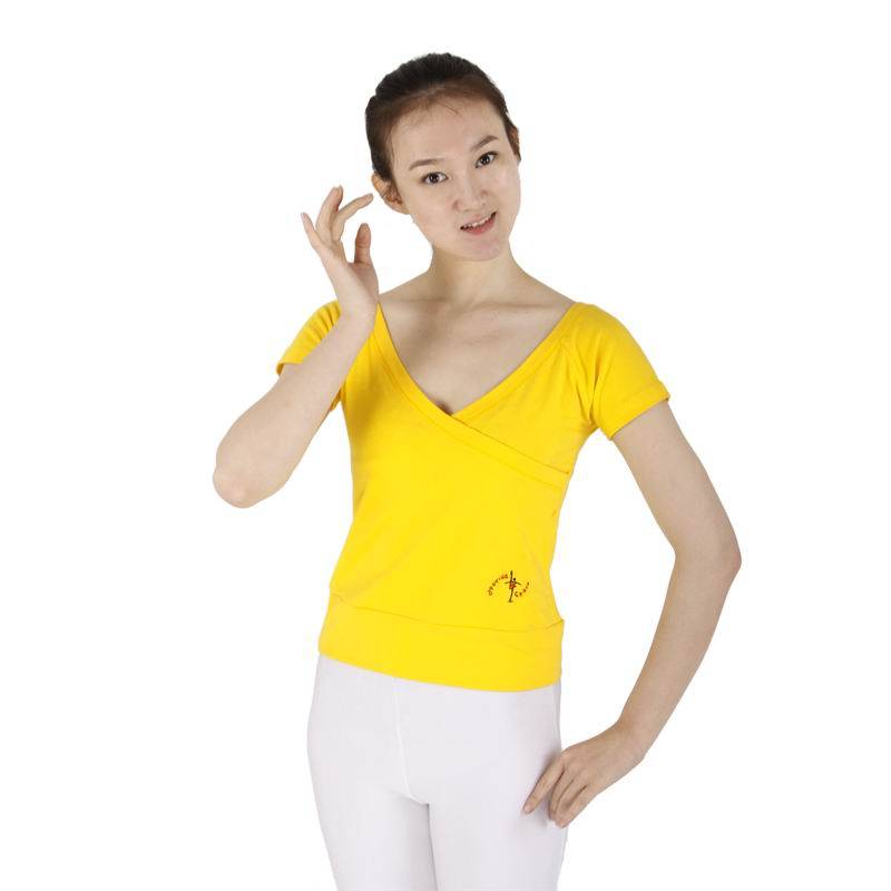 Red Dance Shoes Dance Services Female Xia Lian Gong Server Yoga Sports Half -Sleeve Jersey Modern Dance Square dance service BM12005
