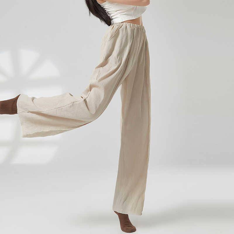 Modern dance pants dance pants female practice clothes, cotton, linen wide -leg pants Chinese dance short -sleeved adult summer dance clothing