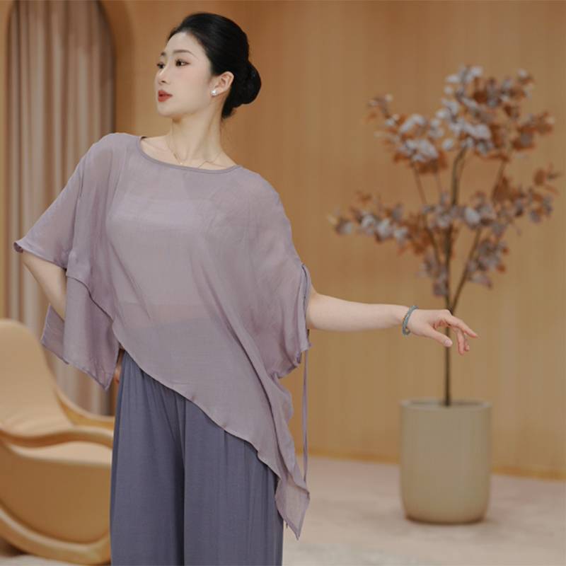 Modern dance clothing female summer short -sleeved tops loose and elegant Chinese classical cover can wear new models everyday
