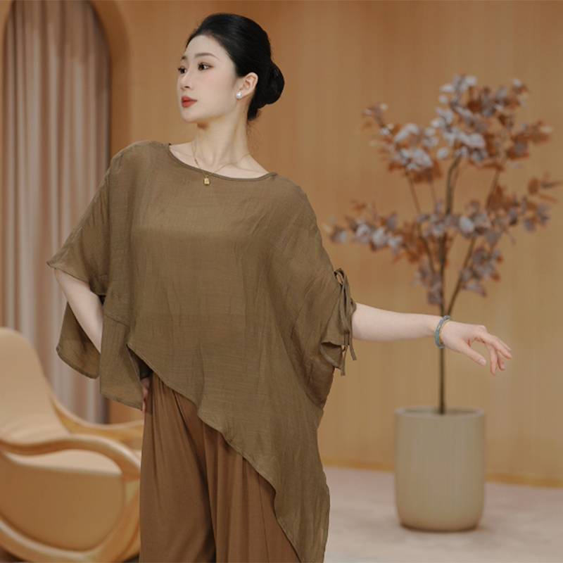 Modern dance clothing female summer short -sleeved tops loose and elegant Chinese classical cover can wear new models everyday