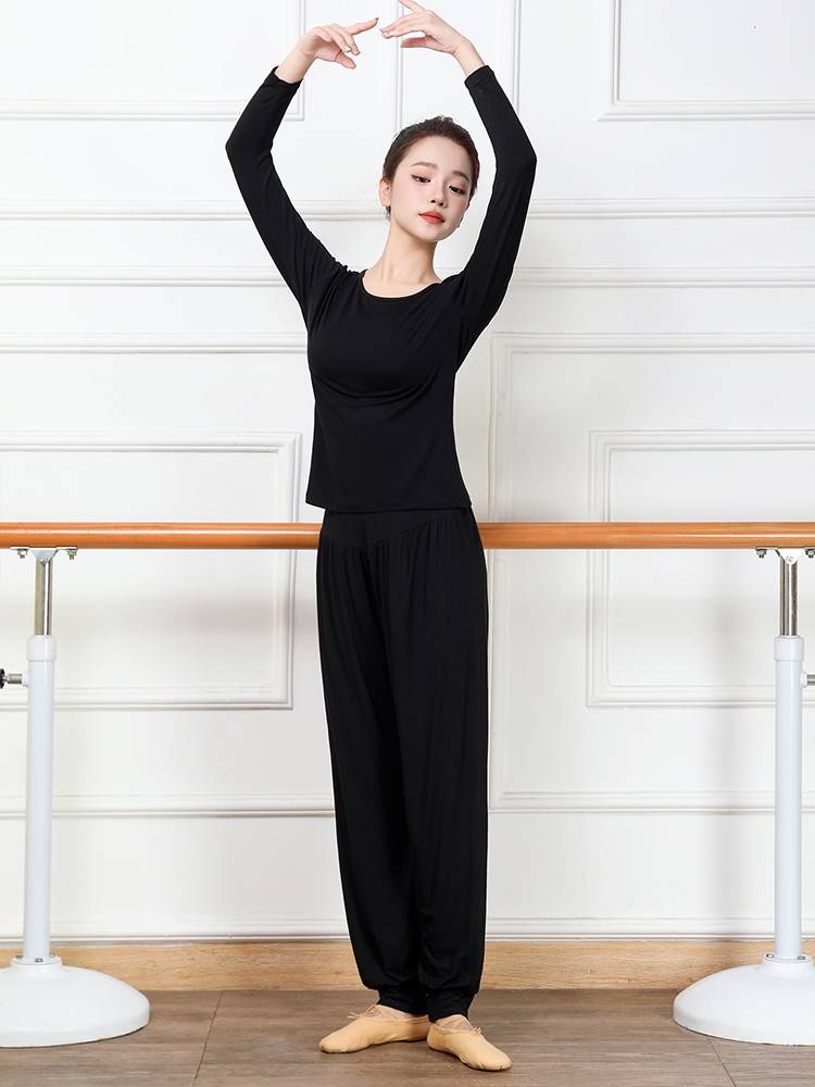 New exercise suit Set female student art test dance body micro -pants Modal modern dance dance dance dance short sleeves