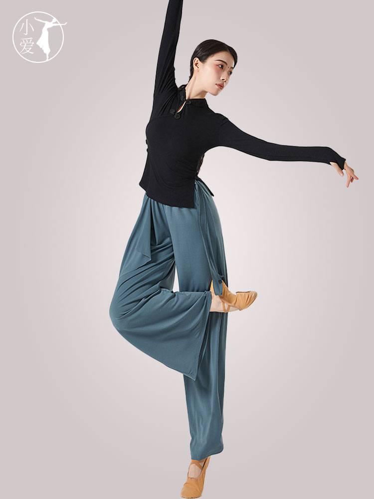 Spring and Summer Bing Ma Modern Dance Pine Pants Loose Wide -leg Pants Classical Driver Black Men and Women Dance Pants Examination