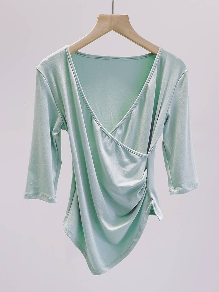 The new model is thin modern dance service classical dance Chinese dance body training service training service, short -sleeved dancing top