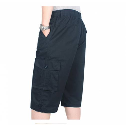 Short pants men's cropped pants loose 7 -point pants trend, wild fat man 6 -point horse pants multi -pocket large size casual big pants
