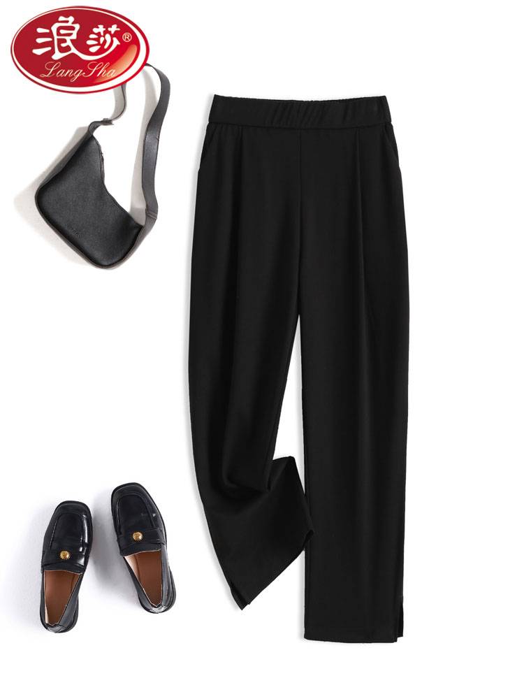Langsha Bingshi loose waist, waist, cropped pants, female summer thin casual pants Haron small feet jumpsuits dry sports horse pants