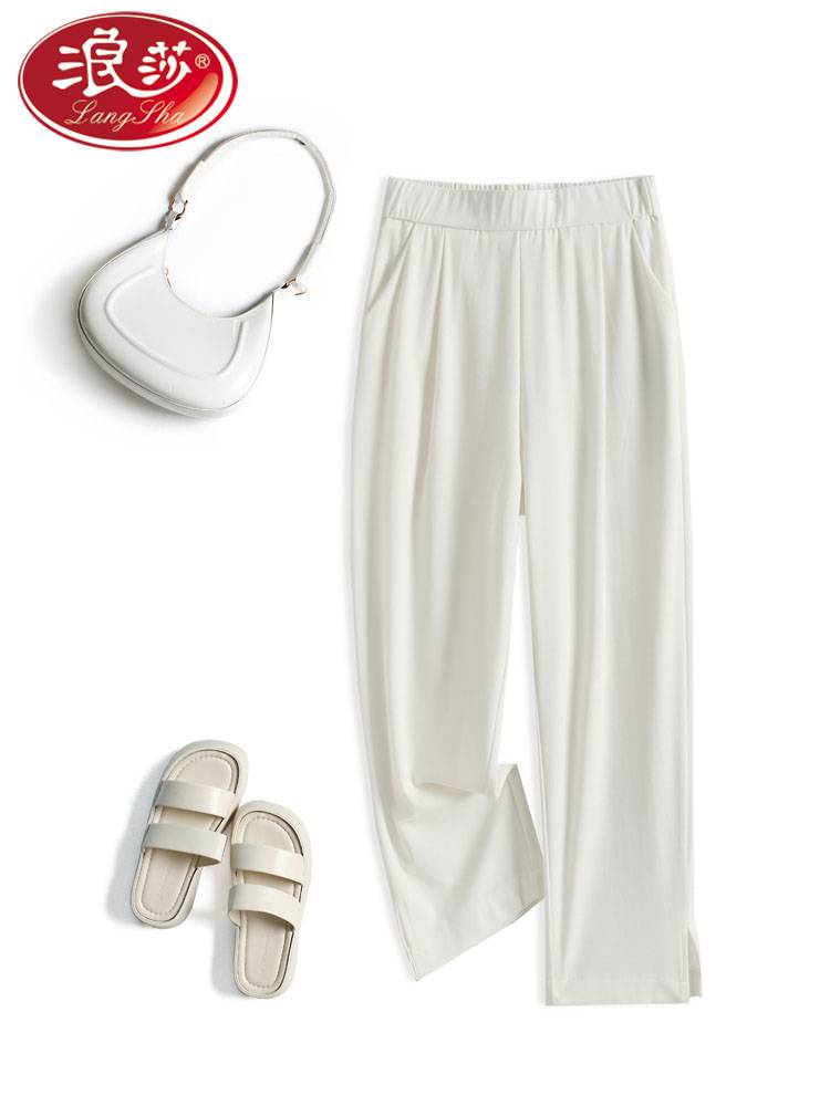 Langsha Bingshi loose waist, waist, cropped pants, female summer thin casual pants Haron small feet jumpsuits dry sports horse pants