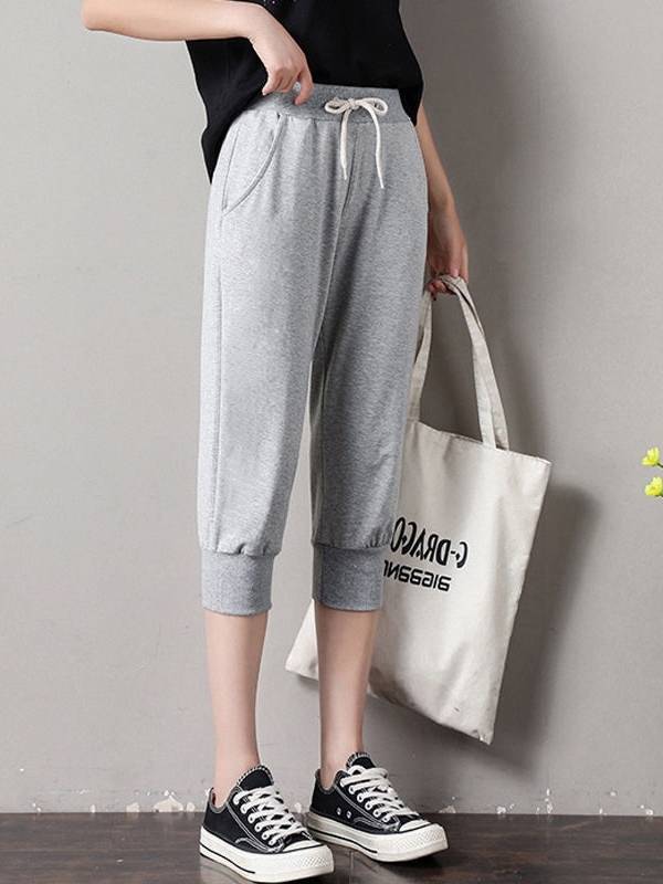 Seven -point pants women's summer, thin loose, thin size, 7 -point sports shorts casual horse pants running Haren middle pants