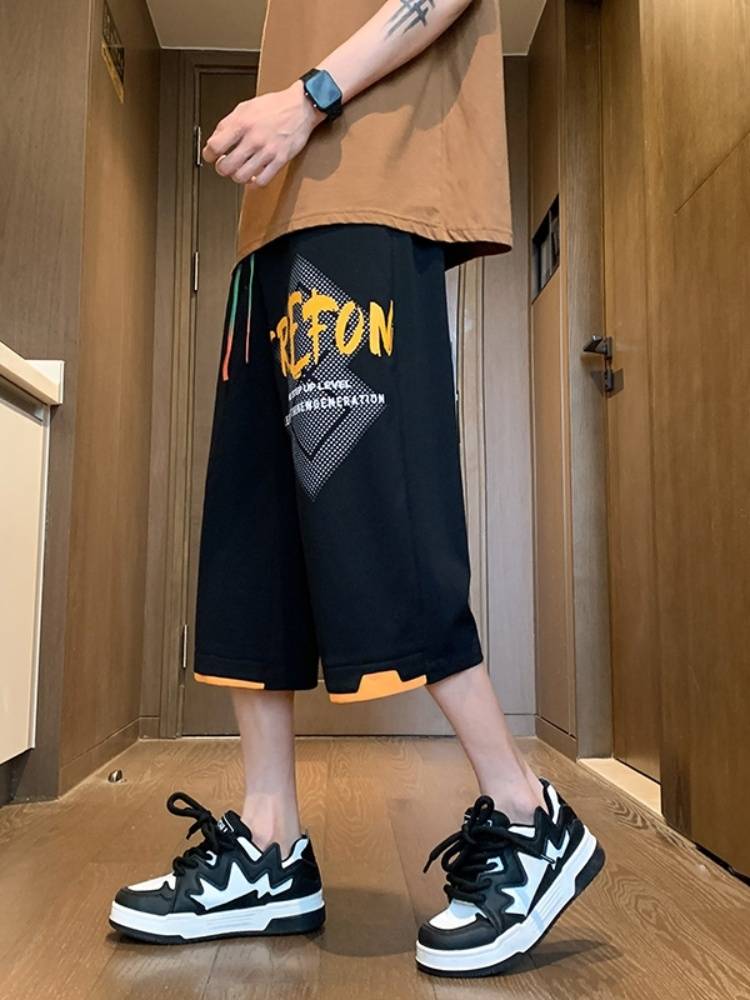 Anta co -branded American leisure sports cropped pants men's summer thin loose straight tube pants pants tide big size