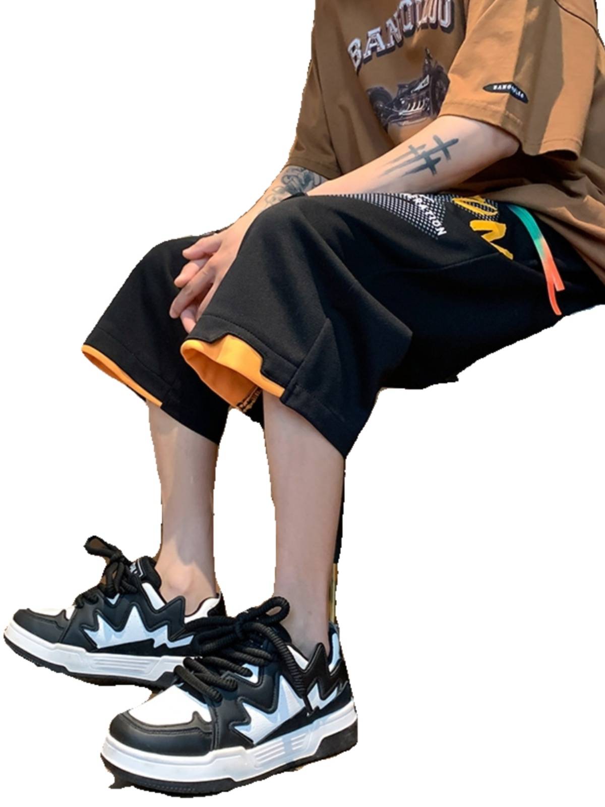 Anta co -branded American leisure sports cropped pants men's summer thin loose straight tube pants pants tide big size