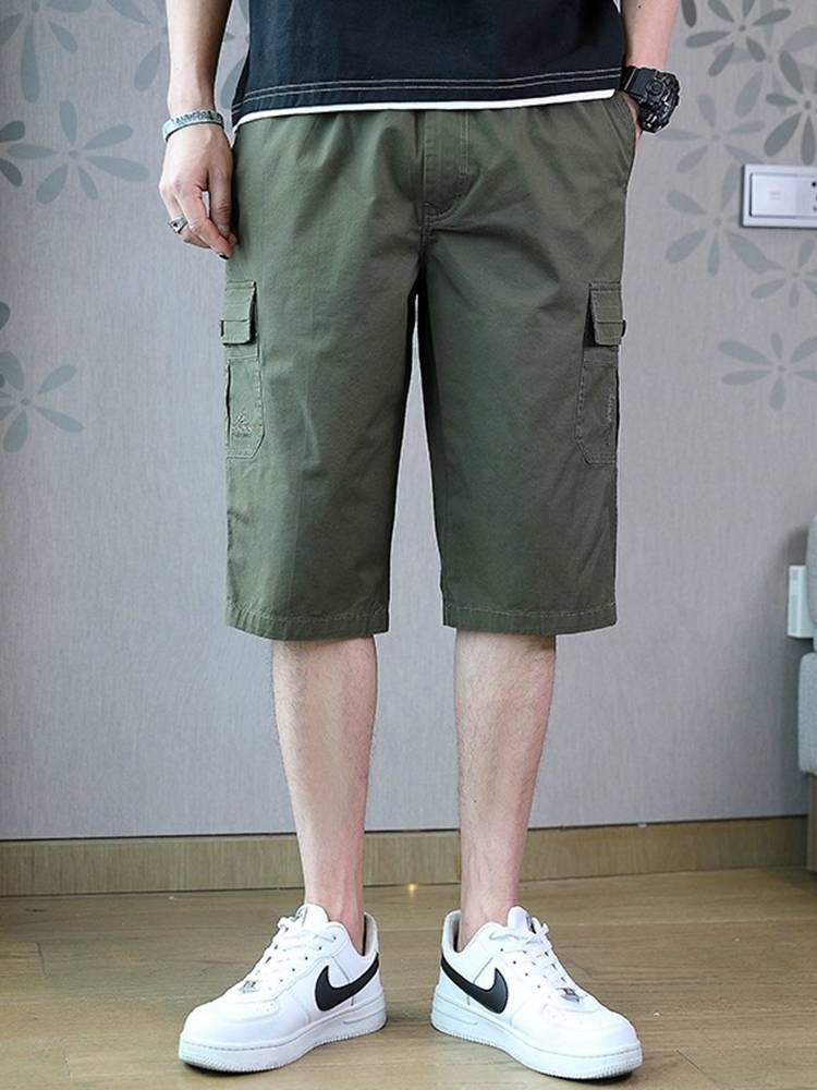 Tommy cotton casual shorts Men's summer thin large size loose sports crop pants middle -aged men's horse pants outside