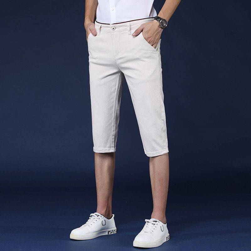 Crimson trousers slim men's casual mid -pants tide brand soft explosion men's short pants men's pure color 7 points horse pants
