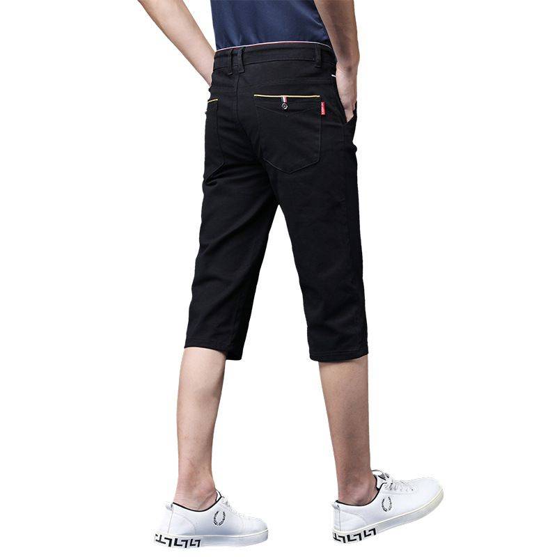Crimson trousers slim men's casual mid -pants tide brand soft explosion men's short pants men's pure color 7 points horse pants