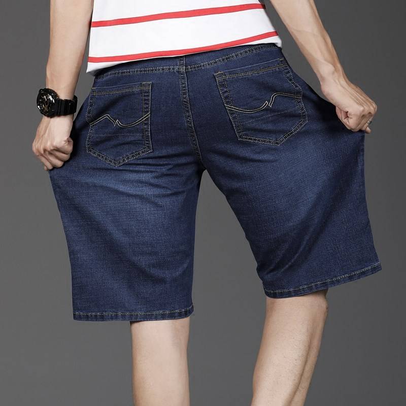 Qi brand genuine thin loose straight straight pants jeans shorts, male middle age plus fat, increase penta pants fertilizer
