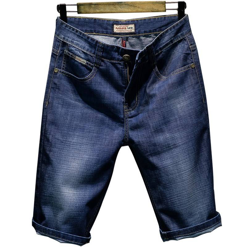 Men's denim shorts, men's straight slim pants pants and horse pants, summer thin loose, large size, summer 5 points pants