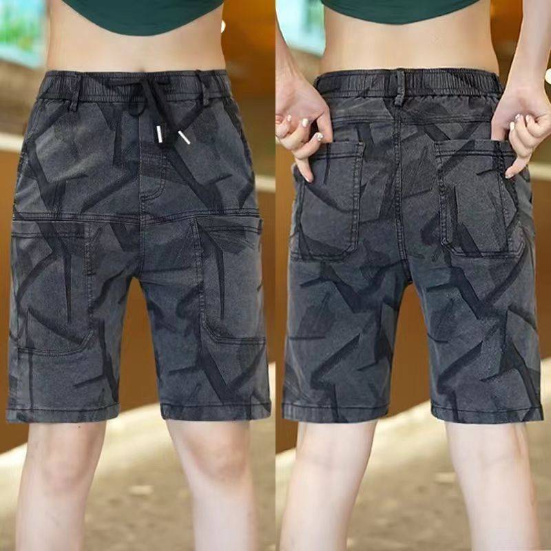 Summer ice silk casual shorts men's loose straight horse pants 2024 new thin medium pants breathable penta