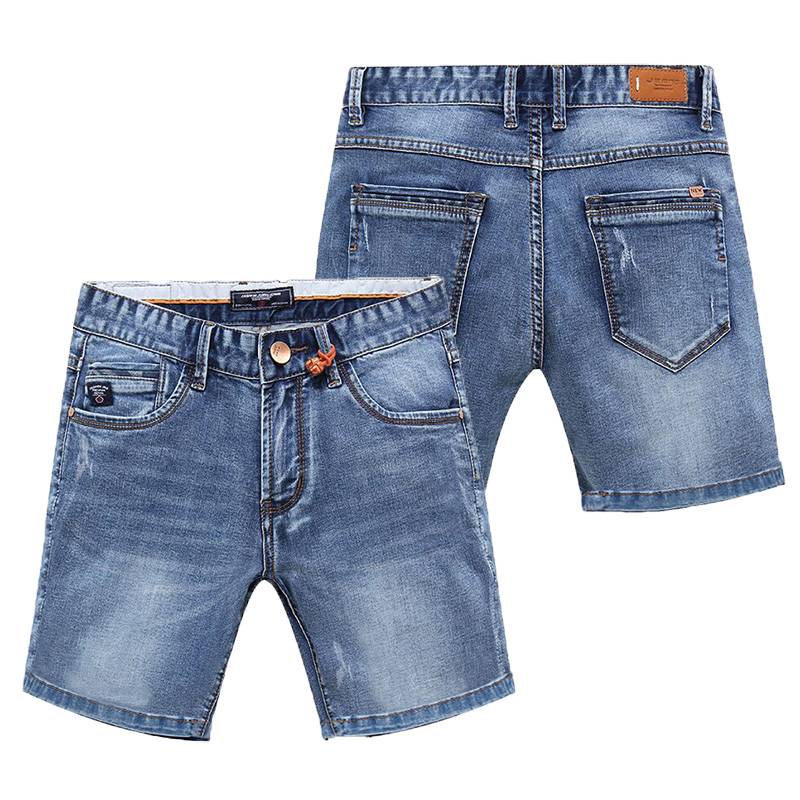 Summer thin elastic triple denim super shorts men's casual Korean version slim loose five -point horse pants pants