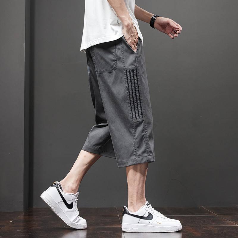 Tail Summer Ice Silk Casual Short Yam Men's Loose Straight Straight Horse Pants Summer Ultra -breathable Qi Point Pants