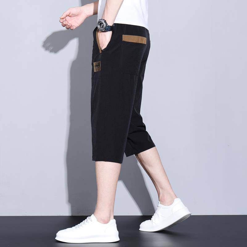 Summer ice silk casual shorts men's loose straight horse pants 2024 new thin -drying fast -drying breathable pants