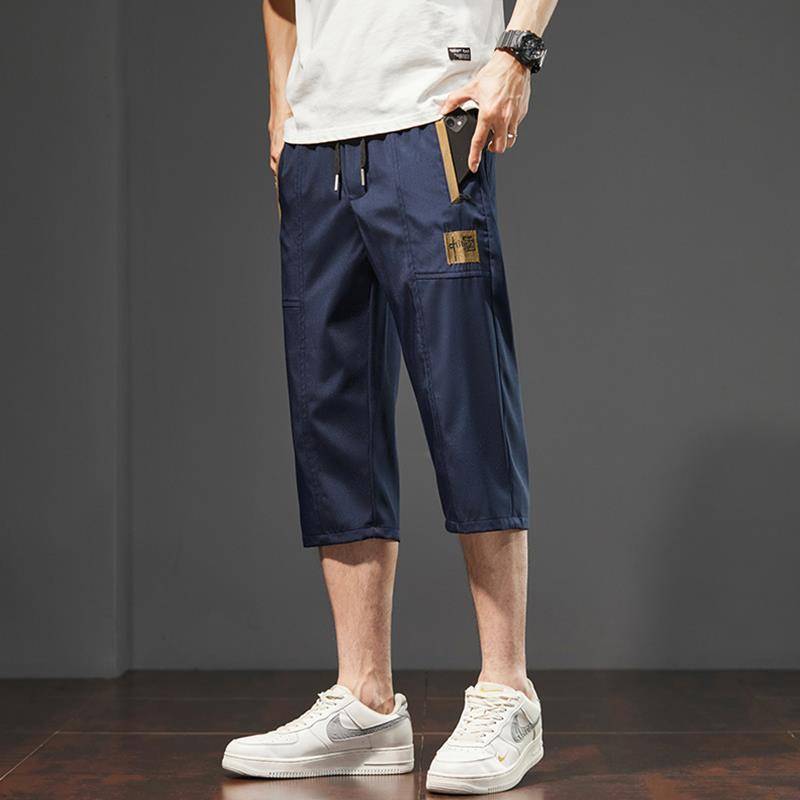 Summer ice silk casual shorts men's loose straight horse pants 2024 new thin -drying fast -drying breathable pants