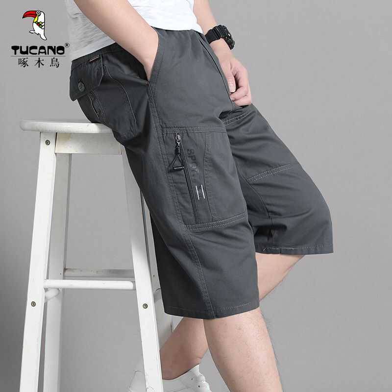 Woodpecker Loose Summer Breath Short Short Pants Cotton straight pants casual pants men's fashion crop pants pants