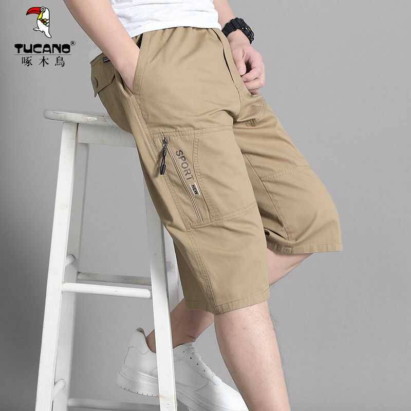 Woodpecker Loose Summer Breath Short Short Pants Cotton straight pants casual pants men's fashion crop pants pants