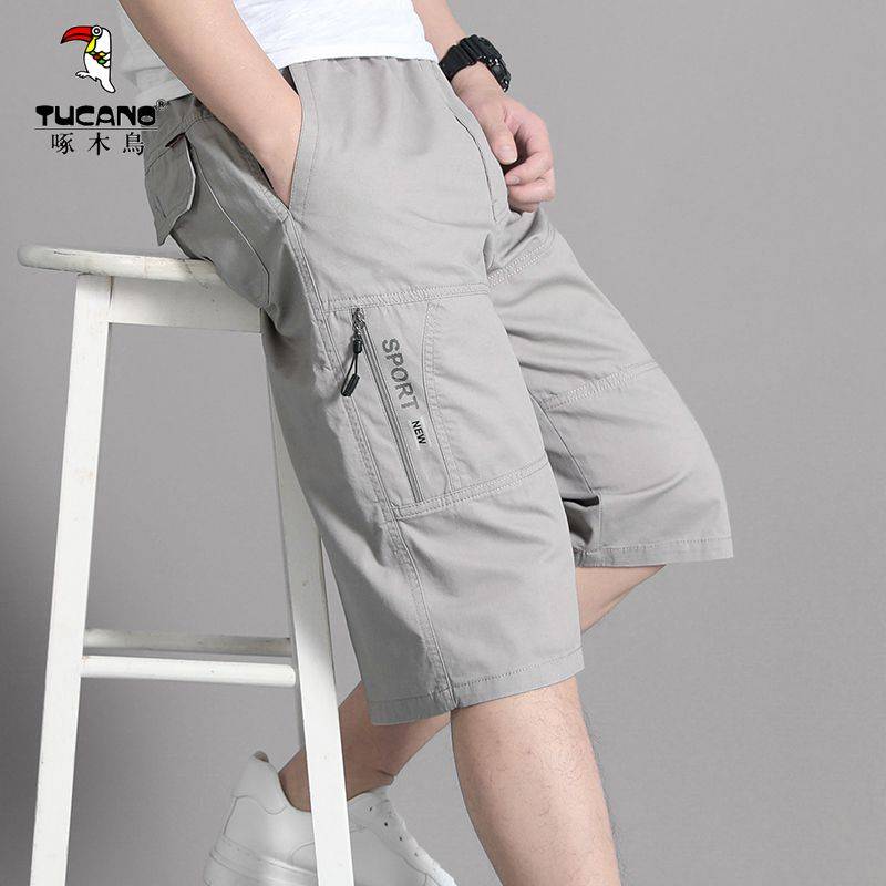 Woodpecker Loose Summer Breath Short Short Pants Cotton straight pants casual pants men's fashion crop pants pants