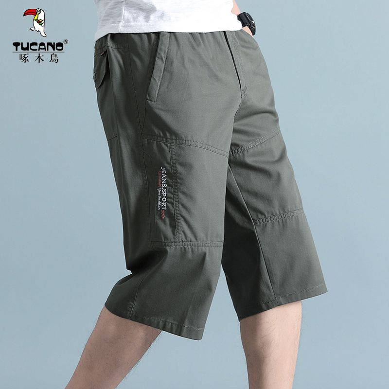 Woodpecker Loose Summer Breath Short Short Pants Cotton straight pants casual pants men's fashion crop pants pants