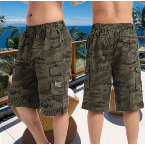 Summer camouflage pants pants men's loose large size large -scale small -size work shorts, men's pure cotton pants, tide brand leisure 7 points horse pants