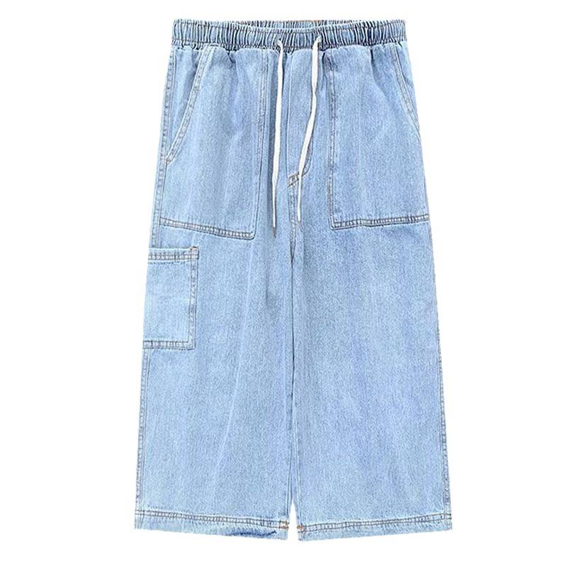 Seven -eighth denim pants Men's summer thin Japanese workmanship horse pants young young retro knee shorts