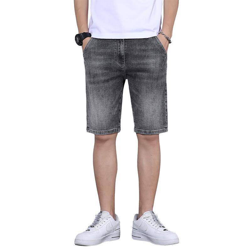 Elastic denim shorts men's pentacar pants summer thin models, trend wild embroidery 5 points, pants soft pants summer