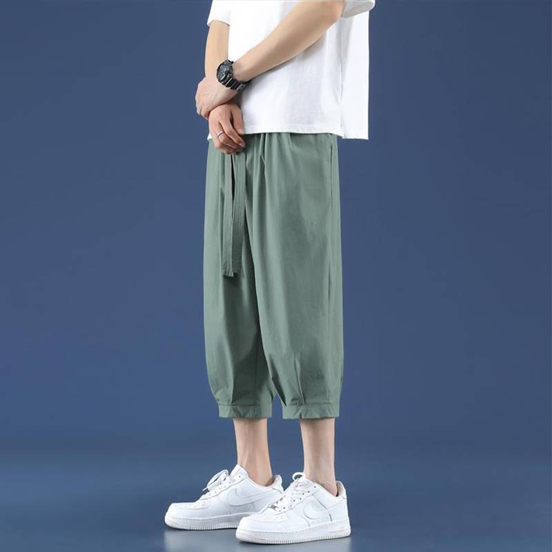 New product Qipu pants men's summer wide P pine thin cooling fast -drying pants tide brand ice silk sports horse pants casual