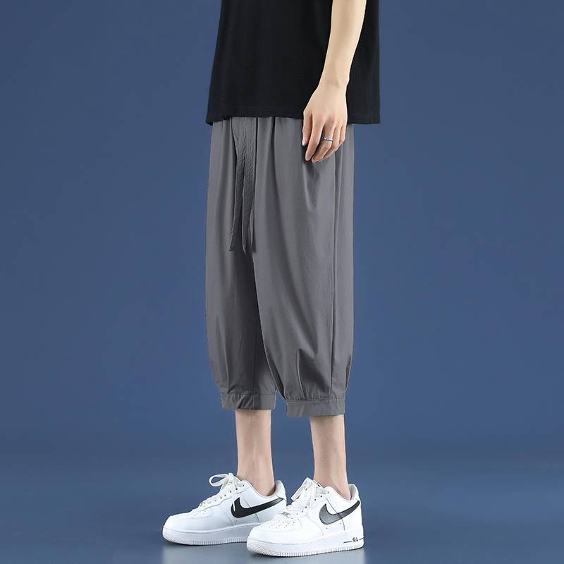 New product Qipu pants men's summer wide P pine thin cooling fast -drying pants tide brand ice silk sports horse pants casual