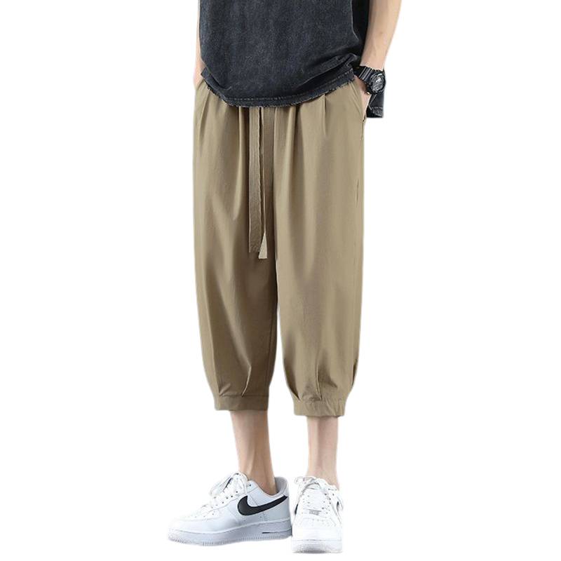 New product Qipu pants men's summer wide P pine thin cooling fast -drying pants tide brand ice silk sports horse pants casual
