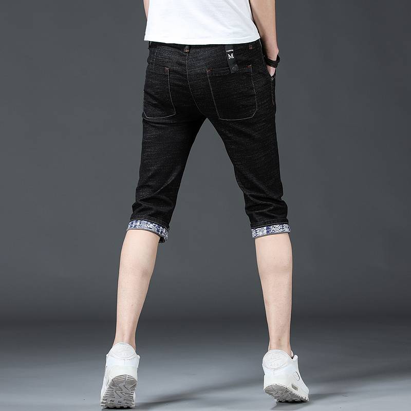 New Men's denim shorts, men's cropped pants, summer thin slim five -point pants, pants, pants pants pants casual