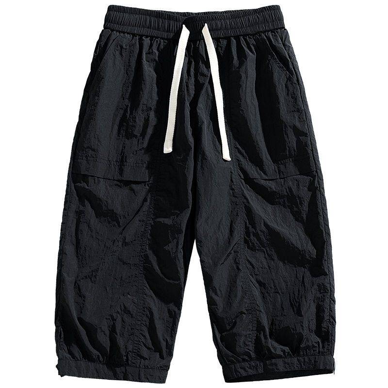 Summer new cropped pants male loose youth sports pants tide brand casual ice silk pants and pants pants pants handsome