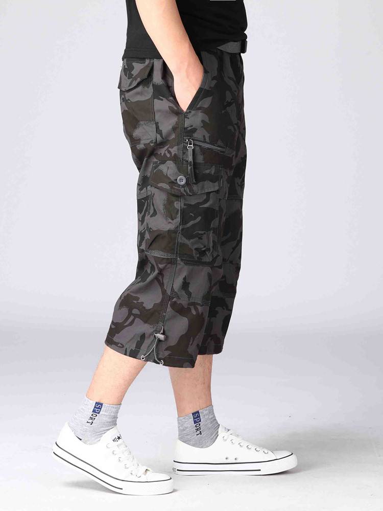 Summer thin cropped jeans men's shorts loose large size casual sports trendy worker pants pants pants beach pants