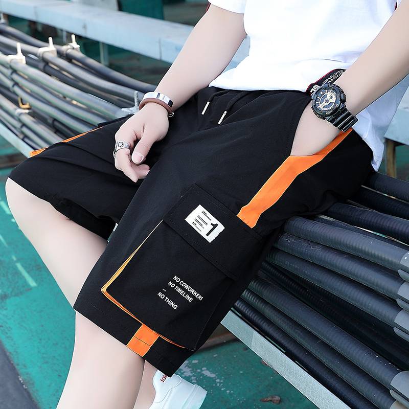 Summer shorts men wearing trendy casual workers pants 2023 new 7 five -point pants loose 5 -point horse pants