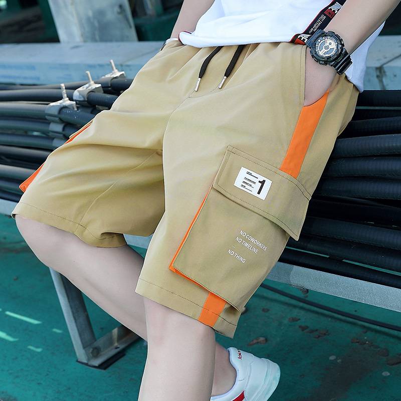 Summer shorts men wearing trendy casual workers pants 2023 new 7 five -point pants loose 5 -point horse pants