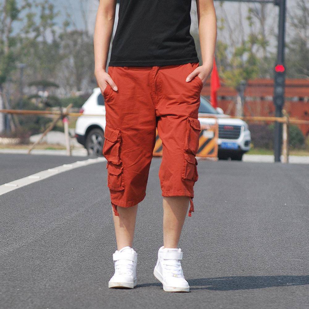 Summer loose workplaces, cropped pants, men's sports shorts, fat increases, size, leisure 7 -point pants, fat guy horse pants
