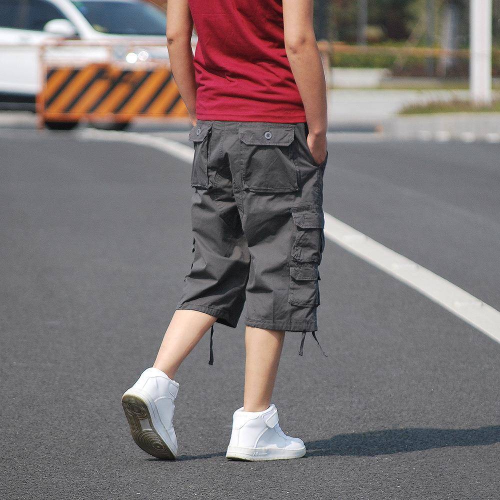 Summer loose workplaces, cropped pants, men's sports shorts, fat increases, size, leisure 7 -point pants, fat guy horse pants