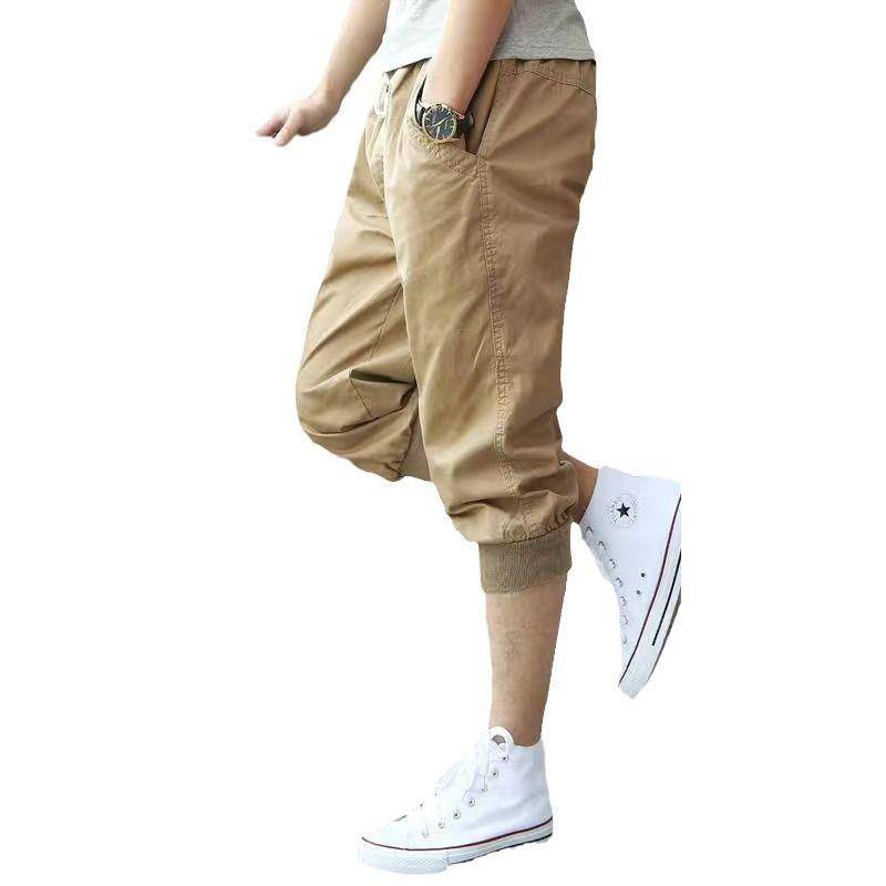 Summer men's casual pants 7 points sports shorts loose small feet horse pants seven points collection pure cotton Haren men's middle pants