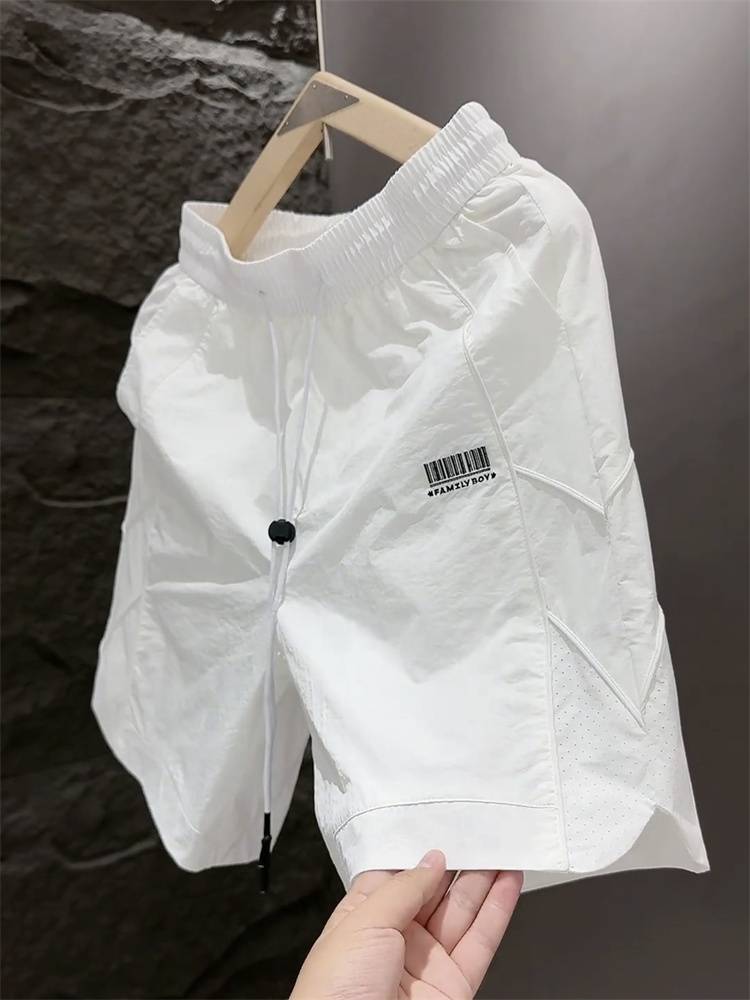 Cool, comfortable high -quality tide brand ice silk pants sports casual shorts men's summer thin loose pants pants