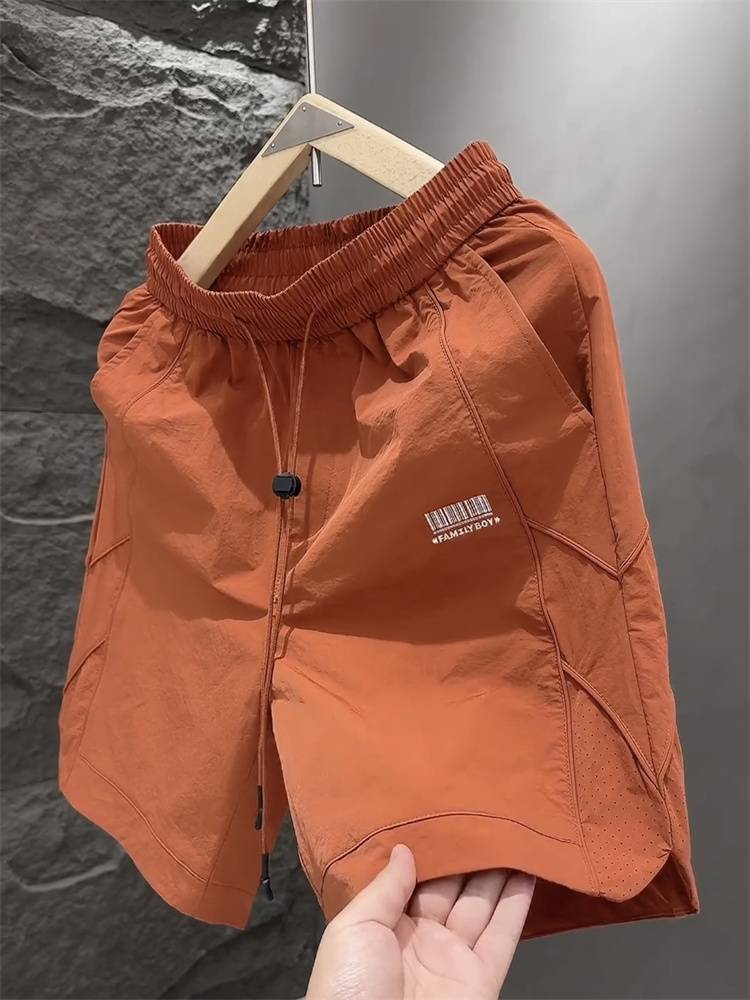 Cool, comfortable high -quality tide brand ice silk pants sports casual shorts men's summer thin loose pants pants