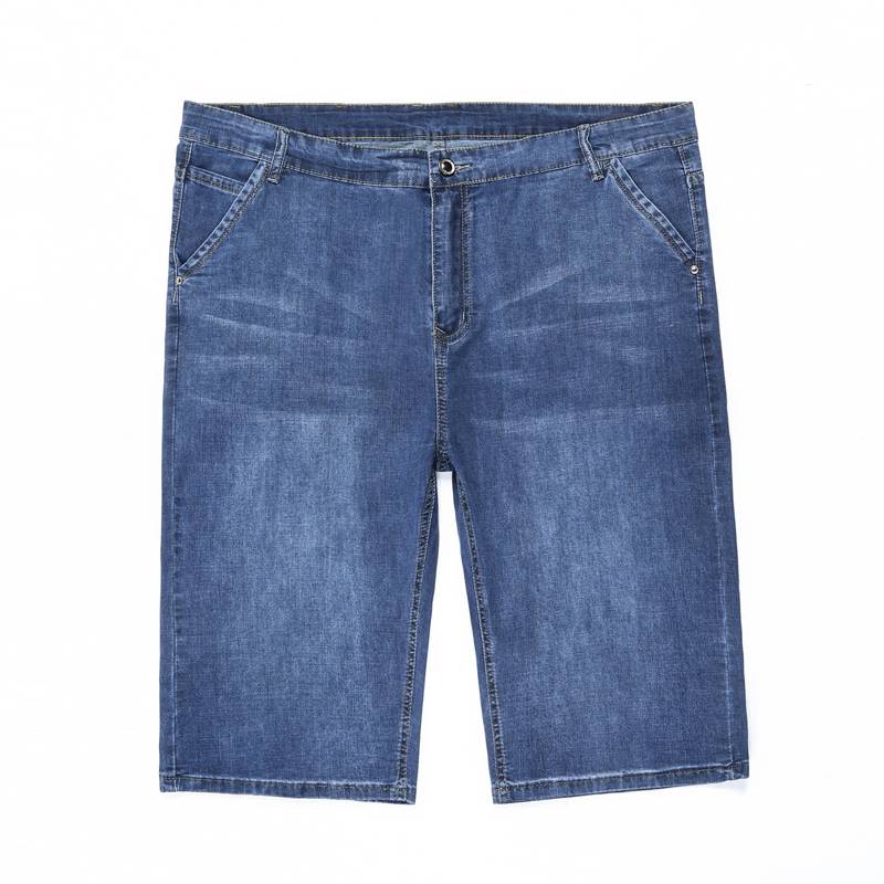 Summer thin denim shorts, men's loose straight pants, fat increase fat guy middle -aged dad 7 points horse pants