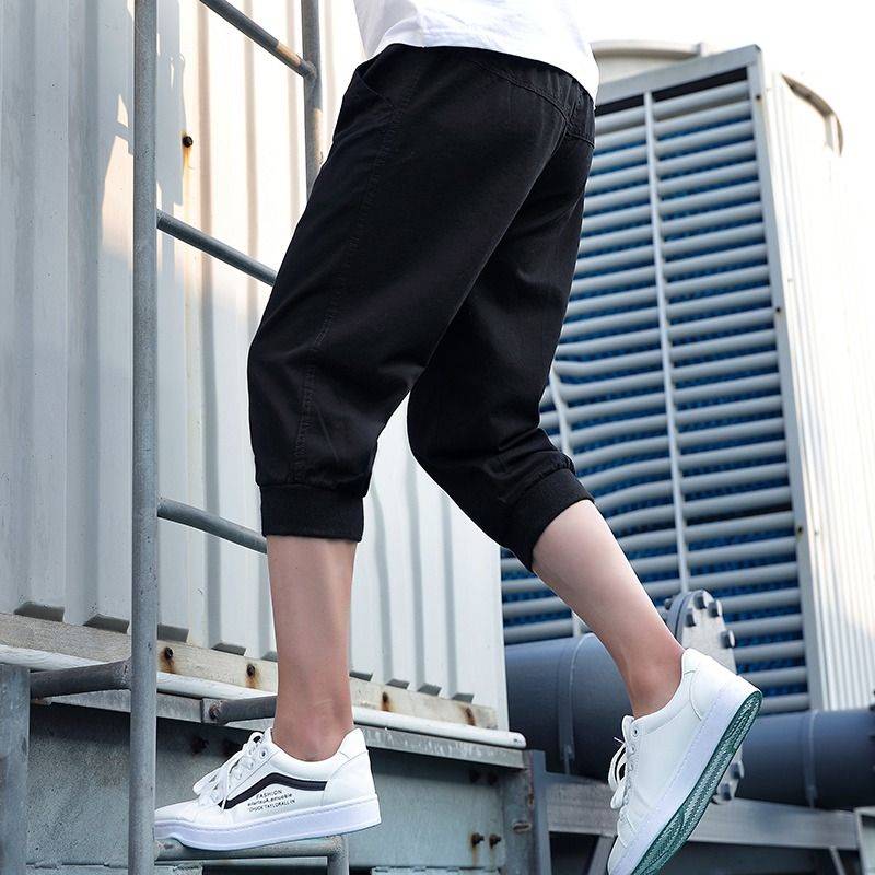Summer men's casual pants 7 points sports shorts loose small feet horse pants seven points collection pure cotton Haren men's middle pants
