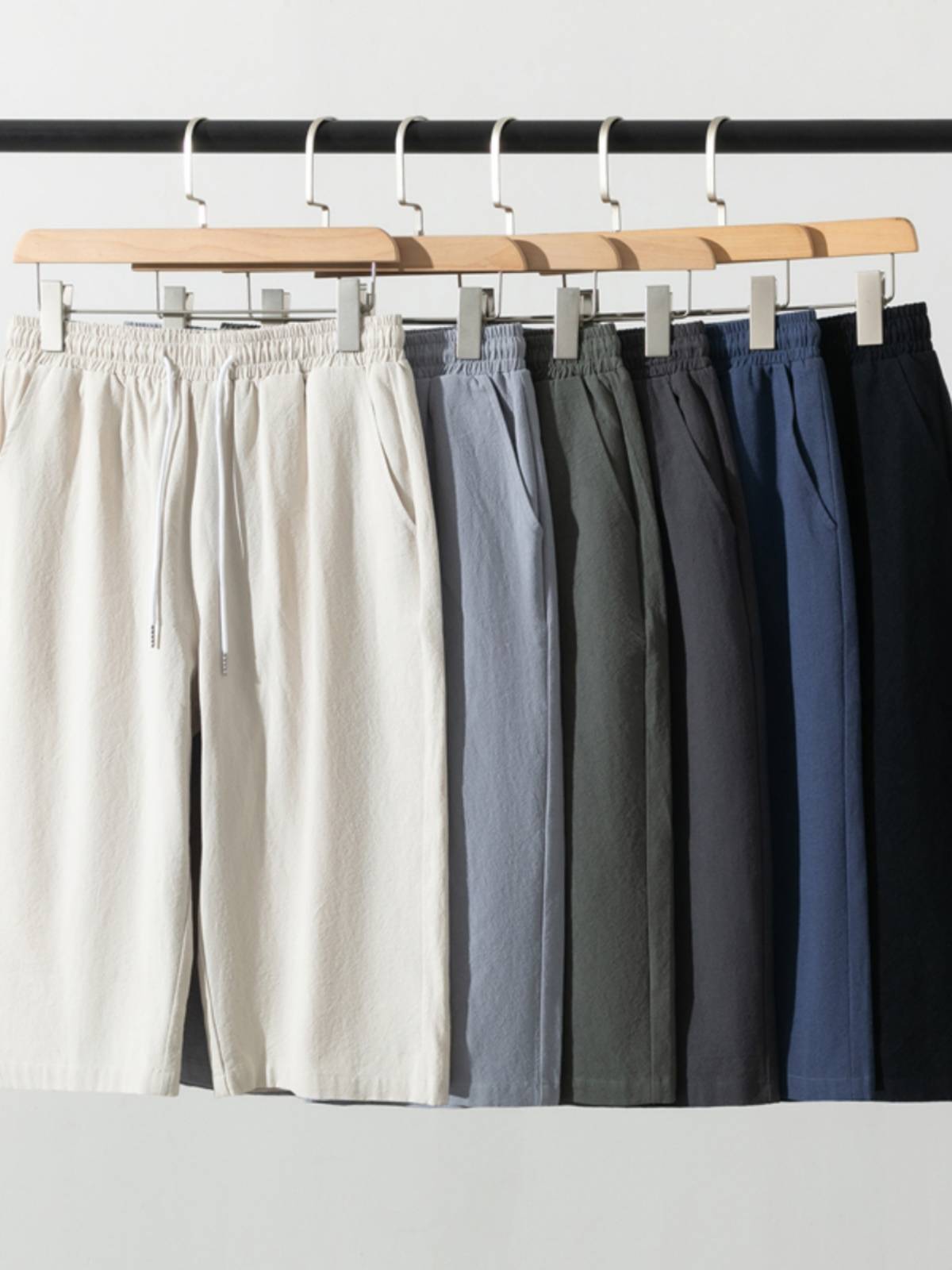 Summer men's cropped pants dad's pure cotton thin shorts, middle -aged and elderly access control large size loose casual pants pants