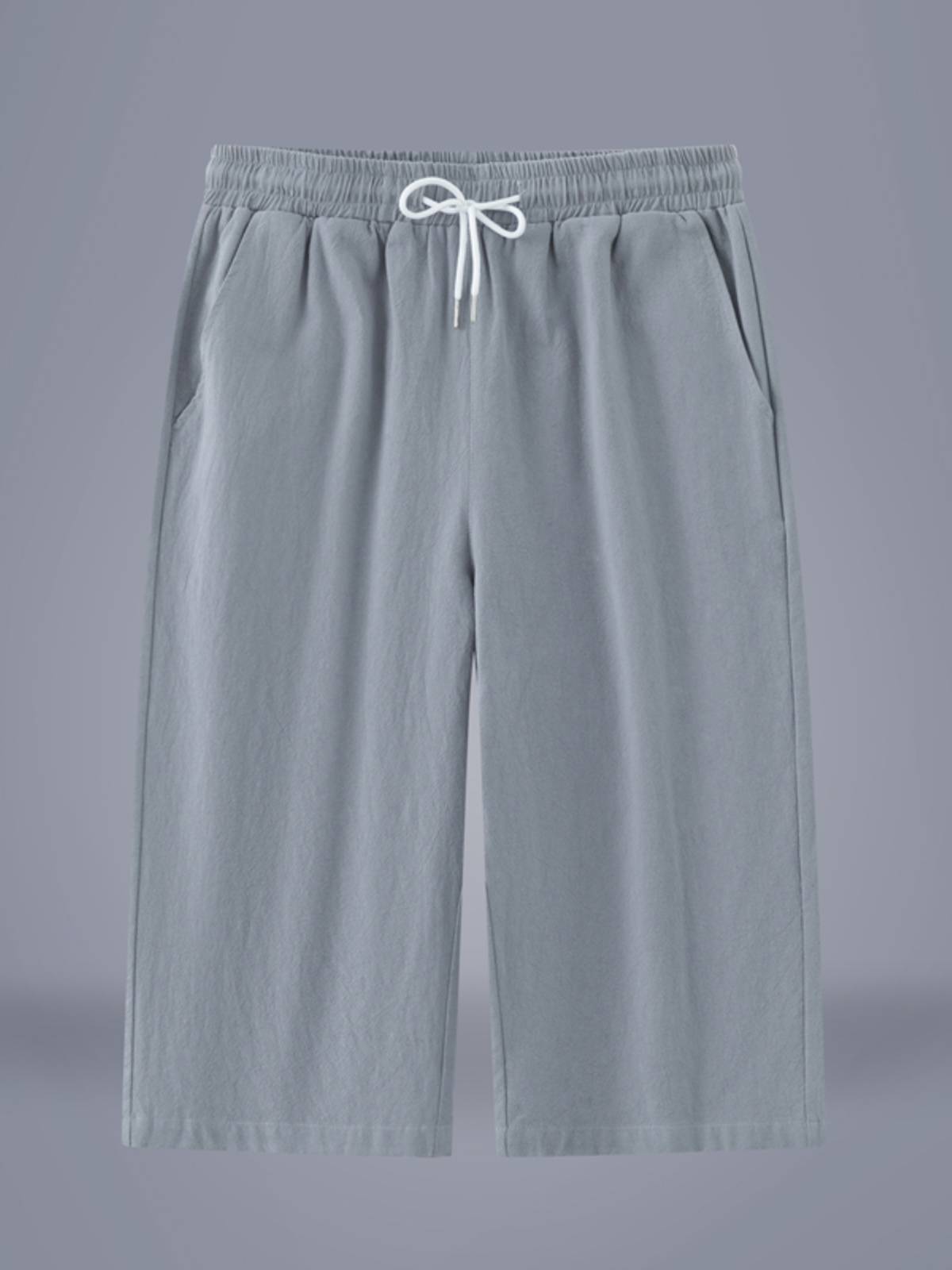 Summer men's cropped pants dad's pure cotton thin shorts, middle -aged and elderly access control large size loose casual pants pants