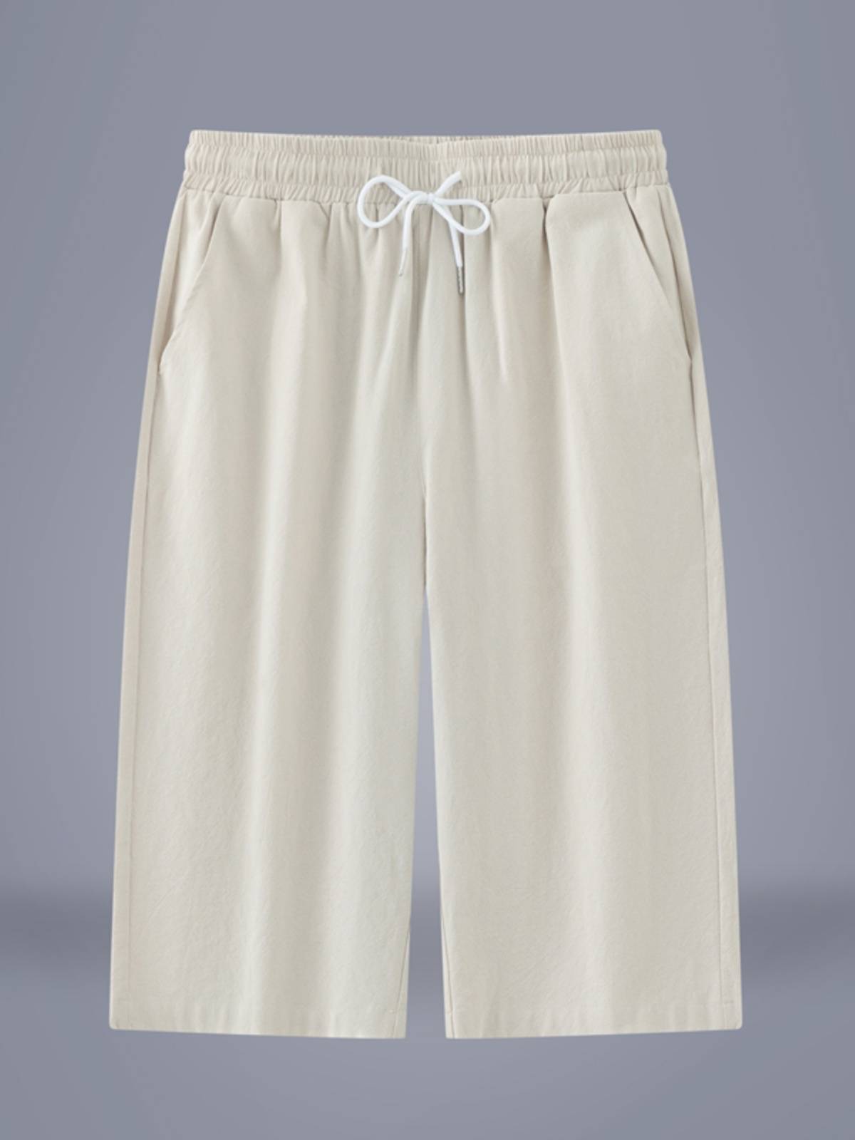 Summer men's cropped pants dad's pure cotton thin shorts, middle -aged and elderly access control large size loose casual pants pants