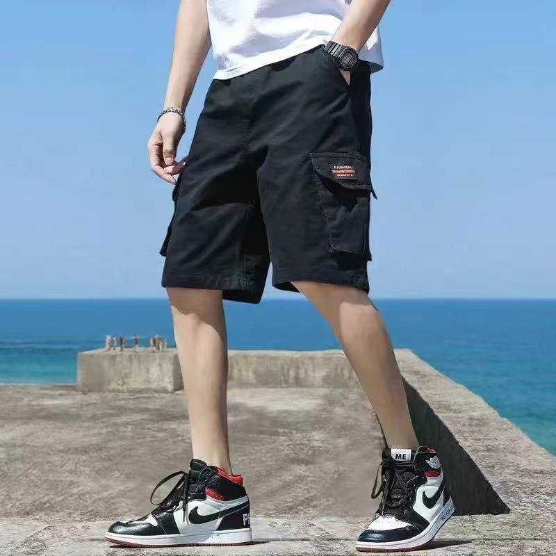 Summer thin workmanship shorts, men's tide brand loose straight pants men's leisure sports large size horse pants